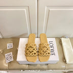 Loewe Petal Anagram Leather Slides Multicolor