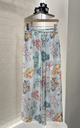 CC Long Floral Pant Blue mix Colors Silk Cotton