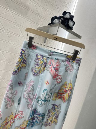 CC Long Floral Pant Blue mix Colors Silk Cotton