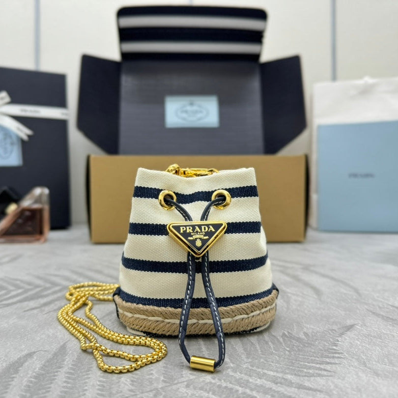 Prada Logo-Plaque Mini Bag Canvas GHW