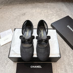 CC 25b Fall-Winter Mary Janes 15mm Black Mesh & Grosgrain 415777