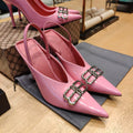 Balenciaga 26s High Heel 100 Pink Patent Leather Sliver Logo 681185