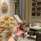 Balenciaga 26s Flat Slippers Light Brown Canvas Leather 681304