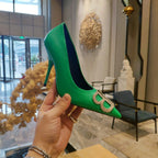Balenciaga 26s High Heel Pump 105 Green Cowhide 681171