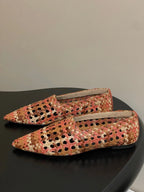 LP POINTED-TOE BALLET FLATS 25S IN ORANGE LAMBSKIN