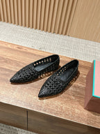 LP POINTED-TOE BALLET FLATS 25S IN BLACK LAMBSKIN