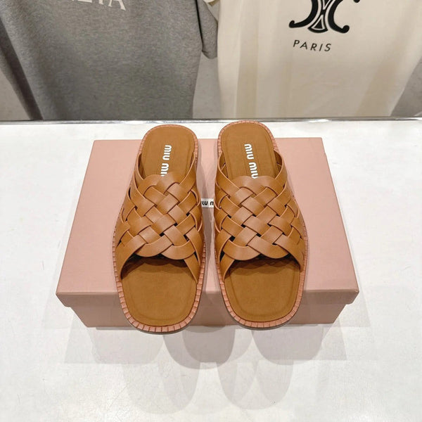 Miumiu 26ss Flat Slippers Suede Calfskin 713103