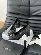 Chanel High Heel Pump 70mm Black Quilted Leather 825283