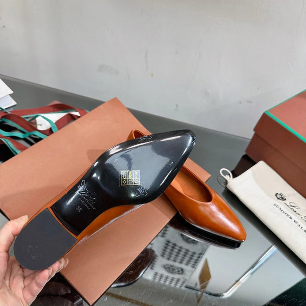 LP REBECCA BALLERINAS GLOSSY CARAMEL CALFSKIN