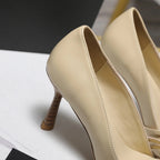 CC 2026 Bow Strappy High-Heeled Peep Toe Sandals Beige Cowhide 758432