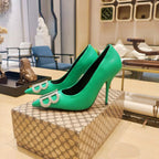 Balenciaga 26s High Heel Pump 105 Green Cowhide 681171
