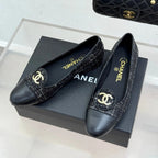 CC 2026 Loafers Sequined Fabric Sheepskin Gold Logo