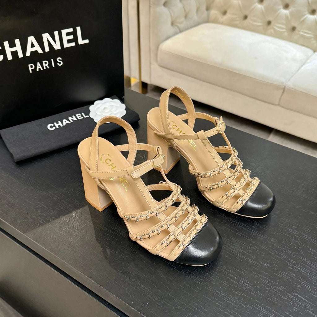 CC 2026 Chunky Heel Sandals 75   Leather