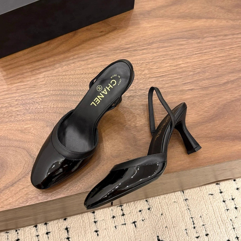 Chanel 2026 Slingback Patent Leather with Sheepskin 696136