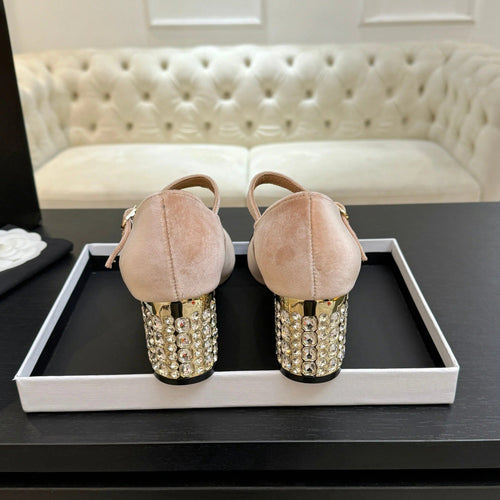 CC 2026 Mary Jane 65 Beige Black Velvet Leather 700646