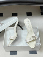 Dior 2026 Studded Sandal 8.5cm Black and White Sheepskin 717875