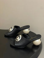 CC 2026 Pearl Heel Sandals 70 Double C Buckle Sheepskin
