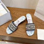 CD 26s Embroidered Sandals Canvas Cowhide 685577