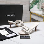 CC 2026 High-heeled Sandals With Delicate Bow 80mm White Cowhide 758427