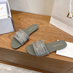 CD 26s Embroidered Sandals Olive Green Leather 685608