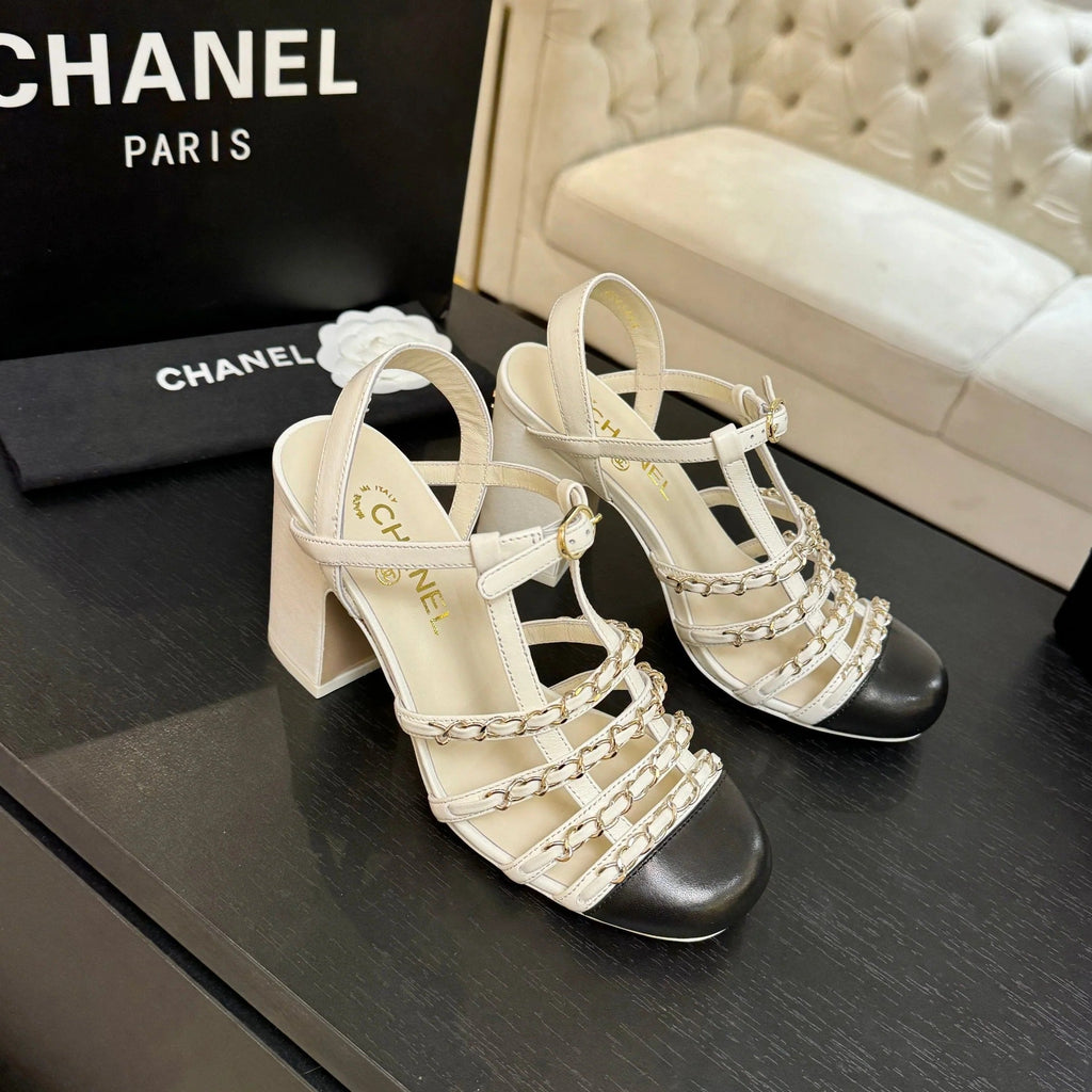 CC 2026 Chunky Heel Sandals 75   Leather