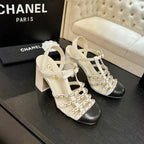 CC 2026 Chunky Heel Sandals 75   Leather