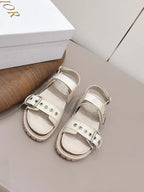 CD 26A Platform Sandal Two Tone Canvas Cowhide Silver Buckle