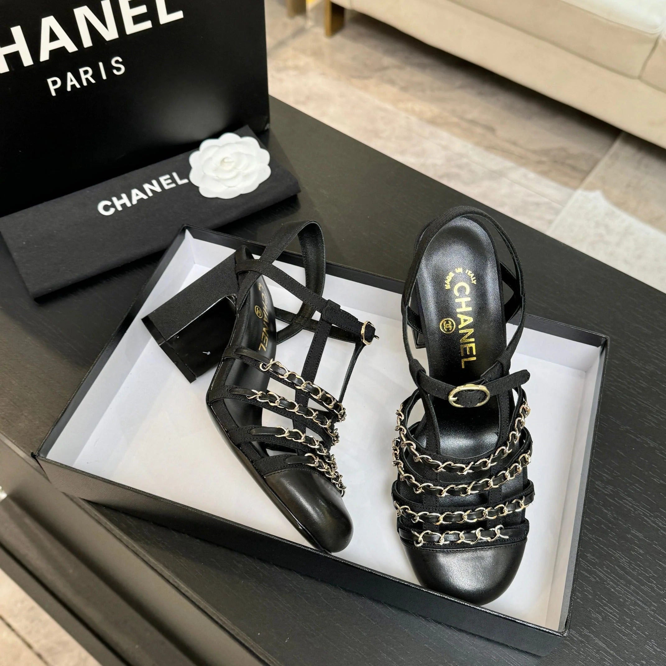 CC 2026 Chunky Heel Sandals 75   Leather