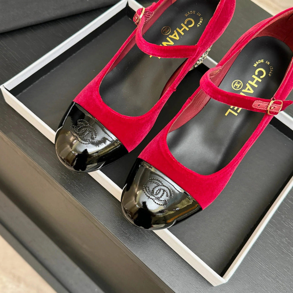 CC 2026 Mary Jane 65 Red Velvet Leather 700644