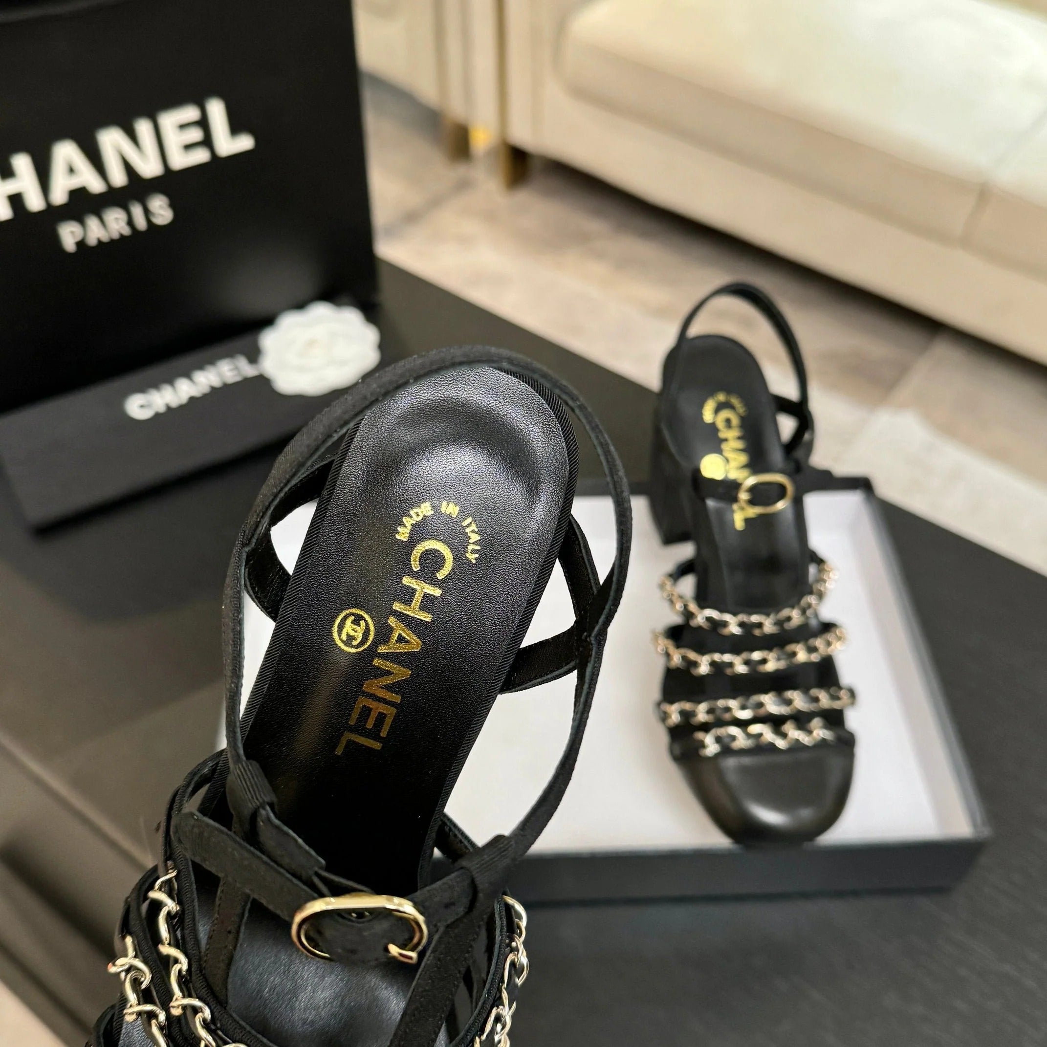 CC 2026 Chunky Heel Sandals 75   Leather