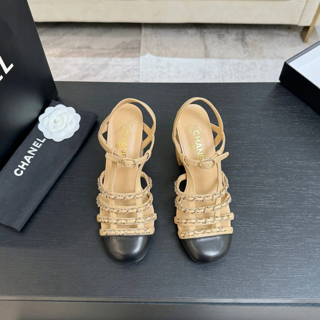 CC 2026 Chunky Heel Sandals 75   Leather