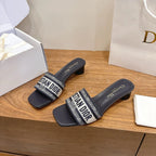 CD 26s Square - Toed Sandals Canvas Cowhide 685446