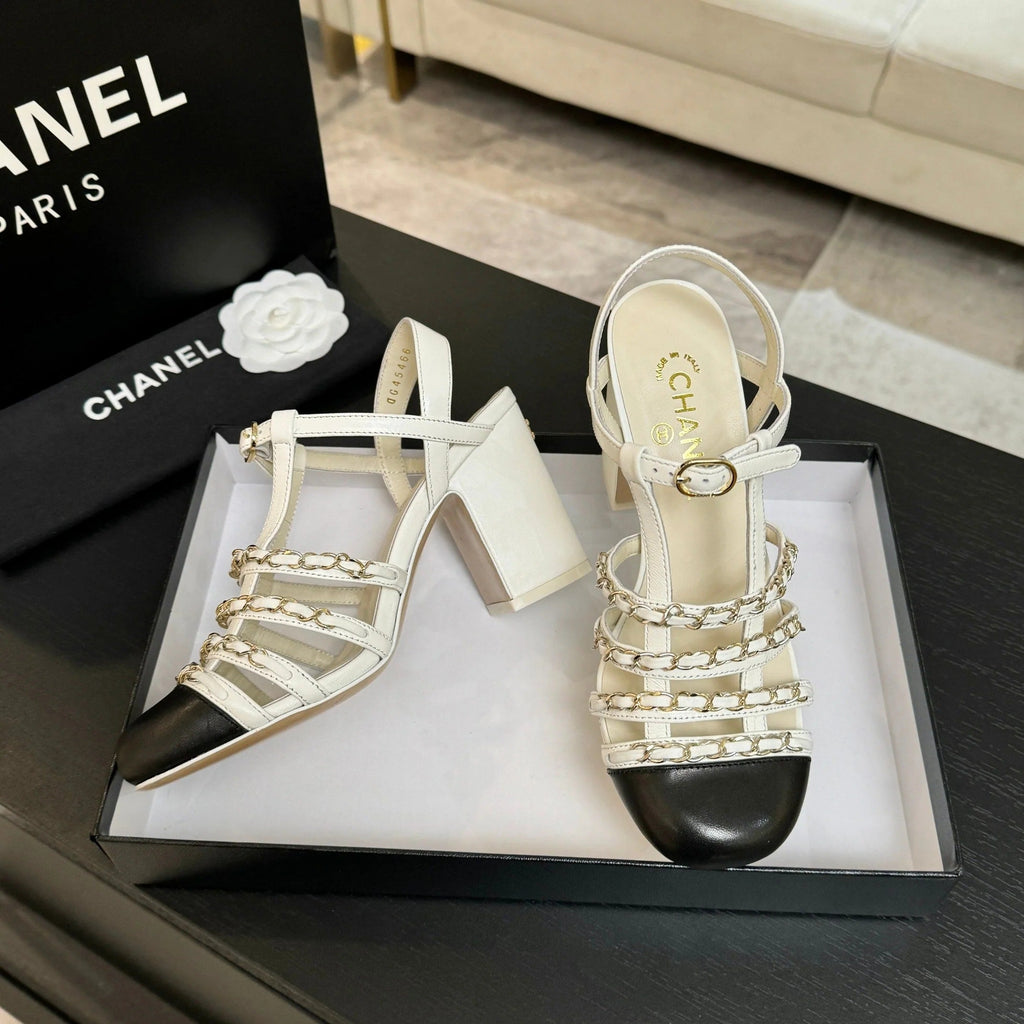 CC 2026 Chunky Heel Sandals 75   Leather