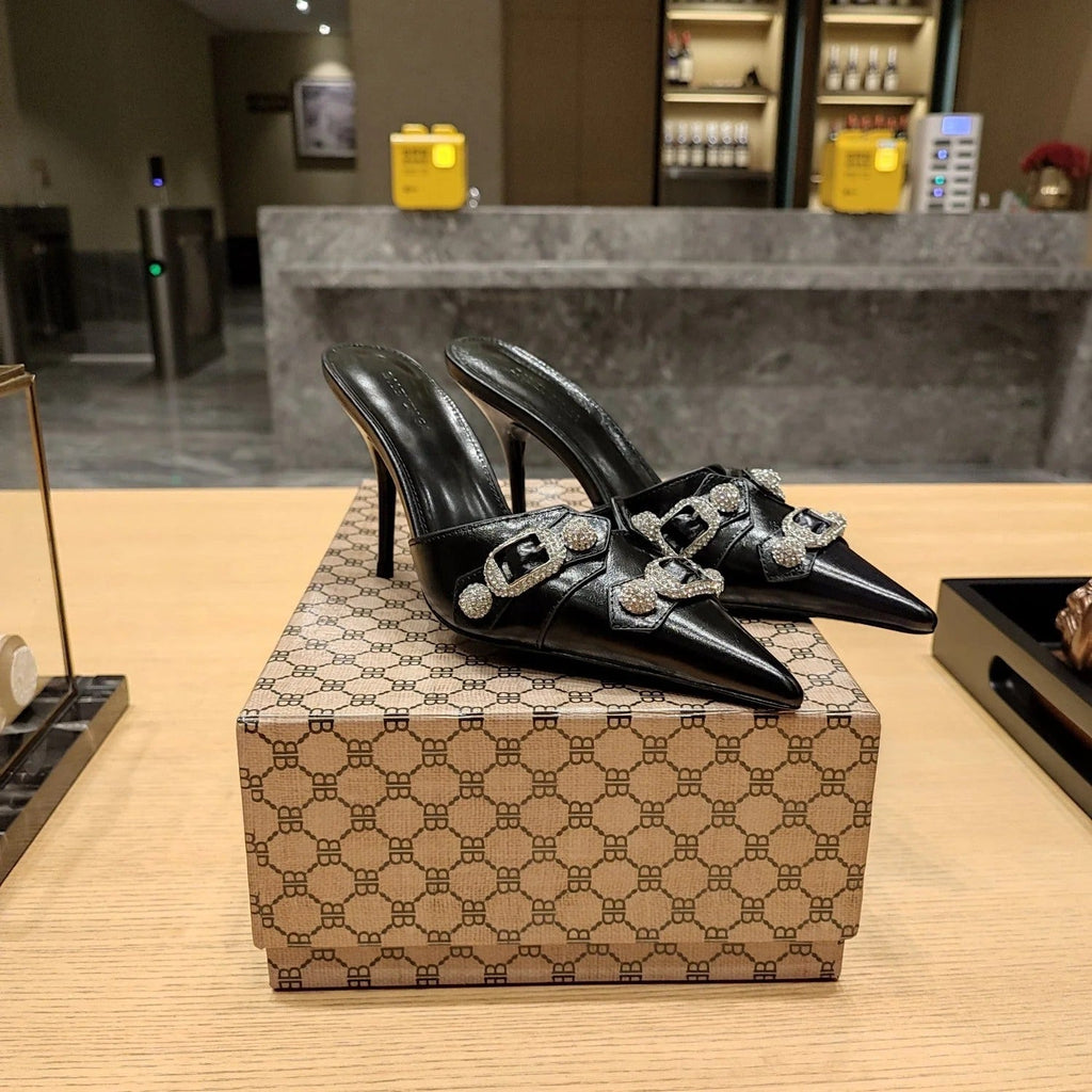 Balenciaga 26s High Heel Mules 90   Leather