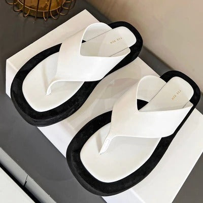 The Row Ginza Platform Sandal Black White Velvet Leather 293551