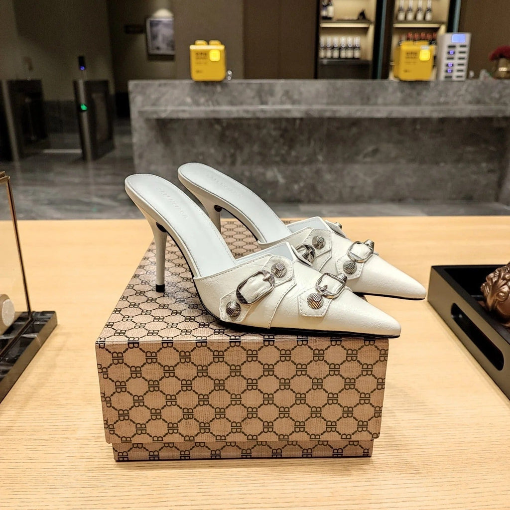 Balenciaga 26s High Heel Mules 90   Leather