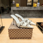 Balenciaga 26s High Heel Mules 90   Leather