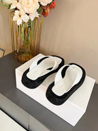 The Row Ginza Platform Sandal Black White Velvet Leather 293551