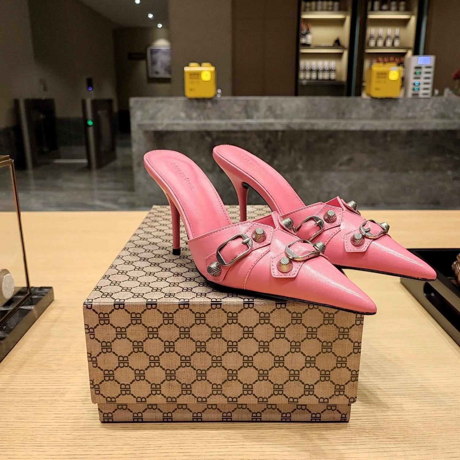 Balenciaga 26s High Heel Mules 90   Leather