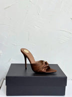 Saint Laurent 2025 Sandal 105mm Brown Silk Sheepskin