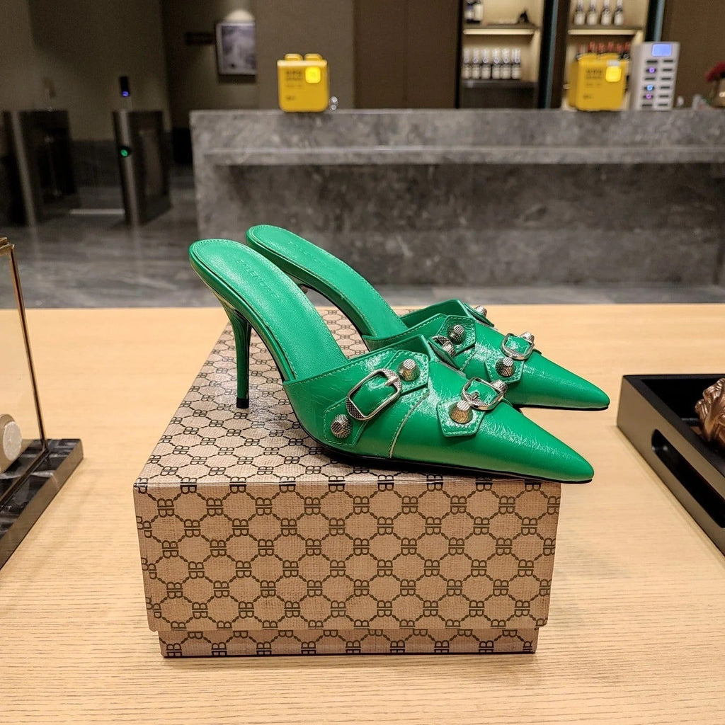 Balenciaga 26s High Heel Mules 90   Leather