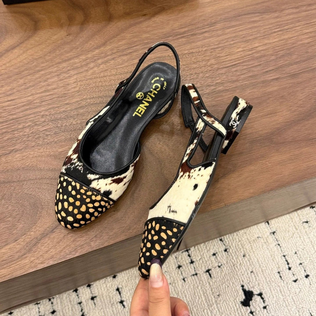 Chanel 2026 Slingback Black White Brown Horsehair Calfskin 686504