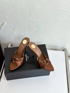 Saint Laurent 2025 Sandal 105mm Brown Silk Sheepskin