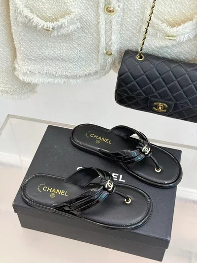 Chanel 2026 Flip-slop Sandal Black Lambskin