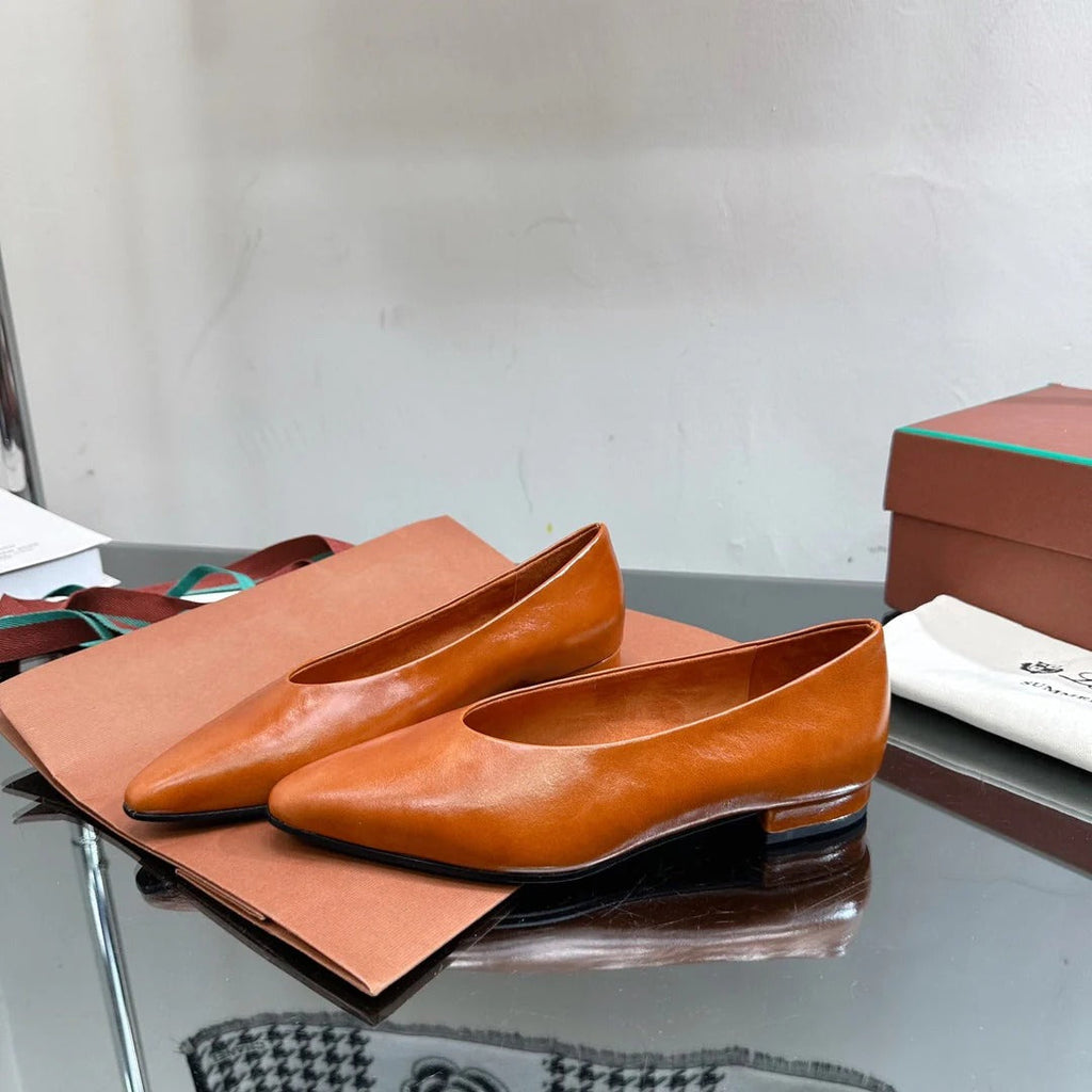LP REBECCA BALLERINAS GLOSSY CARAMEL CALFSKIN