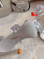 RC 2025 Margot High Heeled Sandal With Floral Embellishment Silver Leather 898021