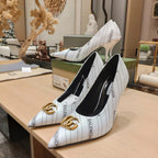 Balenciaga x GC 26s High Heel Pump White Black Sheepskin 681311
