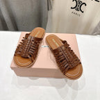 Miumiu 26ss Flat Slippers Woven Calfskin 713096
