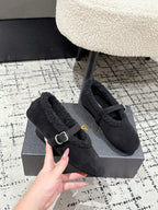 Alaia 2025 Ballet Flat Black Suede Wool 558651