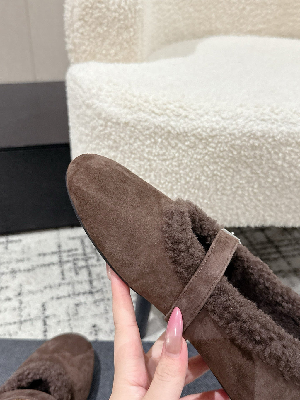 Alaia 2025 Ballet Flat Brown Suede Wool 558653